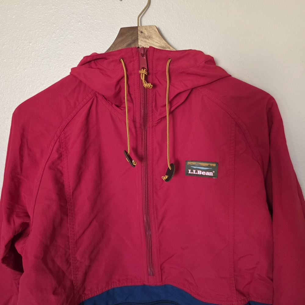L.L. Bean Mens New Medium Red and Navy Mountain Classic Anorak Waterproof Jacket - Picture 5 of 7